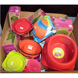 LARGE LOT OF DOG BAGS, REFILLS & BOWLS