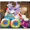 LARGE BOX OF DOG TOYS & STUFFIES