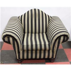 BLACK & CREAM STRIPED SHOWHOME ARM CHAIR 38"X47"