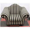 Image 1 : BLACK & CREAM STRIPED SHOWHOME ARM CHAIR 38"X47"