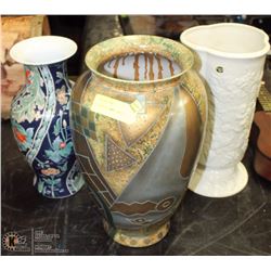 LOT OF 3 LARGE VASES.