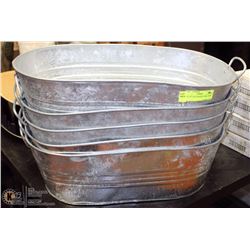 LOT OF 5 GALVANIZED STEEL TUBS