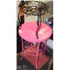 Image 1 : PINK IRON TABLE AND BLACK METAL STAND