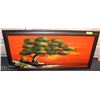 Image 1 : TREE PAINTING BY LAKE AND ORANGE SKY SIGNED