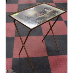 VINTAGE METAL FOLDING TRAY / TABLE, 23” HIGH