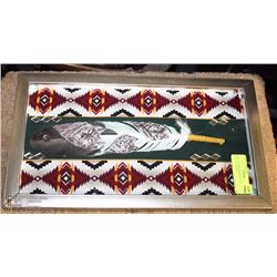 HAND PAINTED WOLVES ON FEATHER WITH