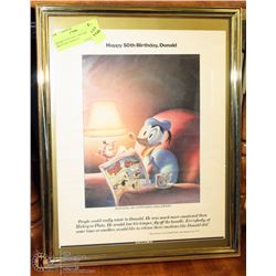 FRAMED VINTAGE 1984 HAPPY 50TH BIRTHDAY DONALD