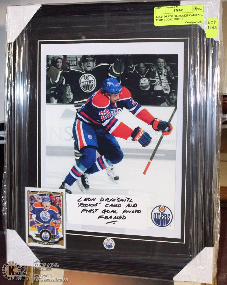 LEON DRAISAITL ROOKIE CARD AND FIRRST GOAL PHOTO
