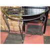 Image 1 : GLASS AND WROUGHT IRON HALF MOON SOFA TABLE