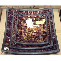 3PC SQUARE BURGUNDY MOSAIC DECOR - 9", 12" & 15
