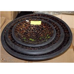 3PC ROUND GOLD SPLATTER BOWLS - 11", 15" & 18"