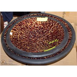 2PC ROUND GOLD PATTERN BOWLS - 15" & 18"