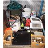 Image 1 : PALLET OF MISC GARAGE ITEMS INCLUDING WEED EATER