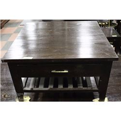 DARK WOOD 2 DRAWER SQUARE COFFEE TABLE 32X32X18