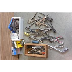 TWO TRAYS OF TOOLS GRINDING WHEELS AND DRILL BITS