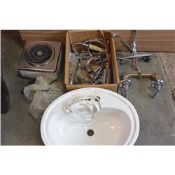 WHITE SINK AND CHROME FAUCETS