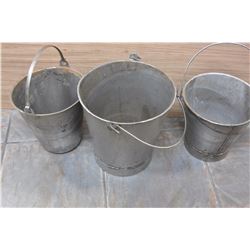 THREE METAL BUCKETS