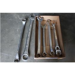 TRAY OF LARGE WRENCHES AND LINEMANS WRENCH