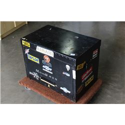 LARGE BLACK METAL TOOL CHEST WITH CONTENTS