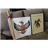Image 1 : TWO NATIVE PRINTS AND RAIN STICK