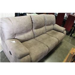 NEW ASHLEY LIGHT BROWN MICROSUEDE POWER RECLINE SOFA, RETAIL $2699