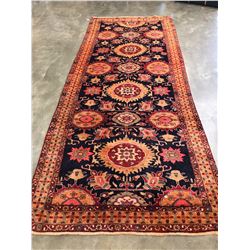 NEW 100% WOOL, HAND KNOTTED NAHVAN , RED, BLACK, ORANGE AREA CARPET, SIZE 3.5 X 1.5 METERS. 45-50 KN