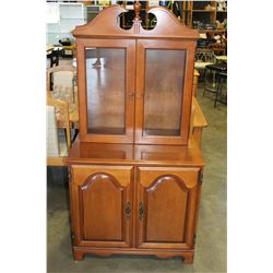 2 PIECE MAPLE DISPLAY CABINET