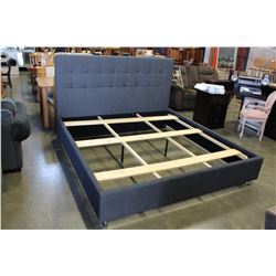 NEW HOME ELEGANCE FLOOR MODEL MODERN KINGSIZE GREY PLATFORM BEDFRAME, RETAIL $1699