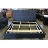 Image 2 : NEW HOME ELEGANCE FLOOR MODEL MODERN KINGSIZE GREY PLATFORM BEDFRAME, RETAIL $1699
