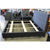 Image 3 : NEW HOME ELEGANCE FLOOR MODEL MODERN KINGSIZE GREY PLATFORM BEDFRAME, RETAIL $1699