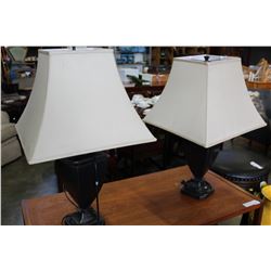 PAIR OF HEAVY METAL BASED TABLE LAMPS