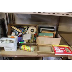 BOX OF SPORTS GOODS AND BOX OF PHOTO ALBUMS AND FRAMES