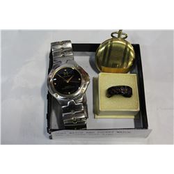 MENS WATCH AND POCKET WATCH AND MICHEAL HILL RING