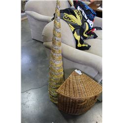 WICKER HAMPER AND DECORATIE CANE