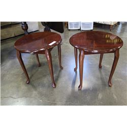 PAIR OF MAHOGANY FINISH QUEEN ANNE ENDTABLES