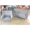 Image 1 : NEW HOME ELEGANCE GREY TUFTED MODERN SOFA AND CHAIR, RETAIL $1899