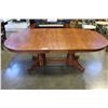 Image 1 : OAK TRESTLE BASE DINING TABLE WITH FOUR LEAFS