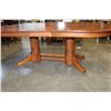 Image 2 : OAK TRESTLE BASE DINING TABLE WITH FOUR LEAFS