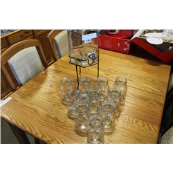 LOT OF MASON JAR MUGS AND DISPENSER