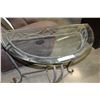 Image 1 : IRON BASE GLASS TOP MODERN D-TABLE