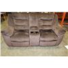 Image 1 : BROWN MICROFIBRE DOUBLE RECLINING LOVESEAT WITH CENTRE CONSOLE