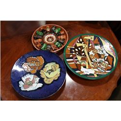 THREE HAND DECORATED HUNGARIAN PLATES