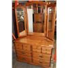 Image 1 : WALNUT 6 DRAWER DRESSER WITH TRIFOLD MIRROR