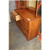 Image 2 : WALNUT 6 DRAWER DRESSER WITH TRIFOLD MIRROR