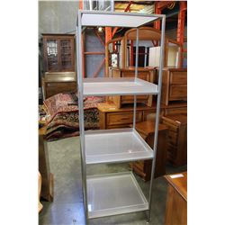 METAL 6 FOOT SHELF WITH PLEXIGLASS SHELVES