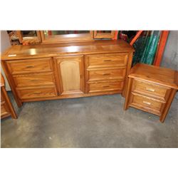 KROEHLER OAK DRESSER WITH MIRROR AND TWO NIGHTSTANDS