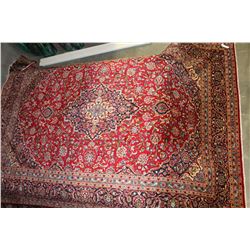 NEW 100% WOOL MAHSHAD HAND KNOTTED PERSIAN AREA CARPET, 3X2 METER RED/ BLUE. 45-50 KNOTS SQ. CM