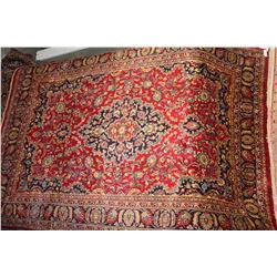 NEW 100% WOOL ESFAHAN PERSIAN AREA CARPET, RED/BLUE, SIZE 3.5X2.5 METER AREA CARPET, 45-50 KNOTS/ SQ