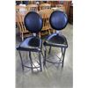 Image 1 : TWO METAL AND BLACK LEATHER BAR STOOLS