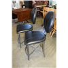 Image 2 : TWO METAL AND BLACK LEATHER BAR STOOLS